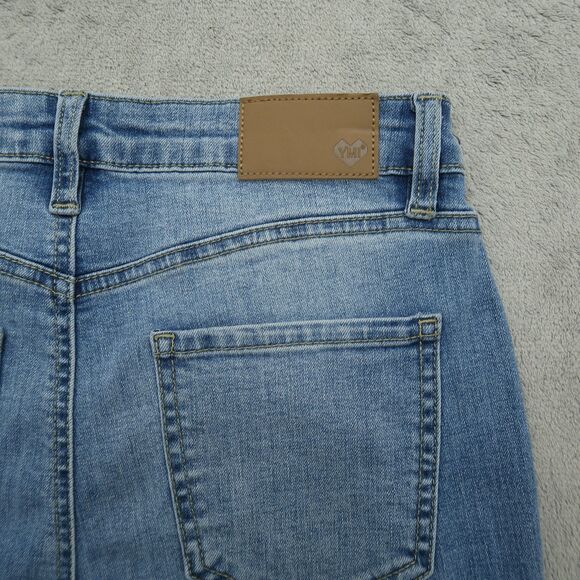 YMI Jeans Junior's Size 5 Blue High-Rise Super Flare Denim 32" Inseam Distressed - Picture 15 of 16